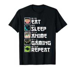 Eat Sleep Anime Gaming Repeat Gamer Men Teen Boy Gifts Anime T-Shirt