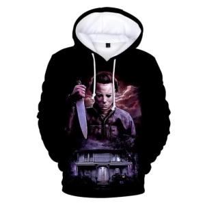 CHLOBLOM Hoodie Horror Movie Cosplay Costume Fleece Pullover Sweatshirt (L, Color 4)