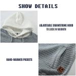 Qichic Men's Hooded Sweatshirt Casual Long Sleeve Drawstring Waffle Knit Pullover Hoodies Black L