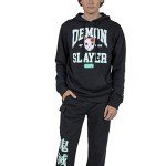 Demon Slayer Black Varsity Hoodie & Jogger Set