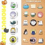 Geosar 20 Pieces Cat Pins for Backpacks Brooch Cute Cats Novelty Cartoon Animal Brooch Lovely Mini Lapel Pins for Backpacks Set Badges Clothing Bags Jackets