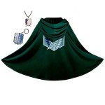 3-Piece Anime Cloak Cosplay Costume Set - Green
