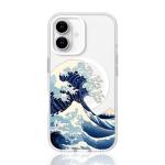 FEWGEY Clear Phone Case for iPhone 16 Compatible with Magsafe, The Great Wave Japanese Anime Kanagawa Ocean Surf Beach Art Designer Magnetic Shock Proof Heavy-Duty Protection for Men Boys Women Girls