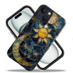 Generic Case Compatible with iPhone 14 - Glossy Hybrid Durable Shockproof Phone Cover,Cases for Woman Girl - Moon Stars Celestial Glass