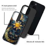 Generic Case Compatible with iPhone 14 - Glossy Hybrid Durable Shockproof Phone Cover,Cases for Woman Girl - Moon Stars Celestial Glass