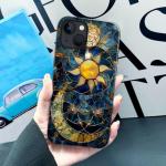 Generic Case Compatible with iPhone 14 - Glossy Hybrid Durable Shockproof Phone Cover,Cases for Woman Girl - Moon Stars Celestial Glass