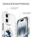 FEWGEY Clear Phone Case for iPhone 16 Compatible with Magsafe, The Great Wave Japanese Anime Kanagawa Ocean Surf Beach Art Designer Magnetic Shock Proof Heavy-Duty Protection for Men Boys Women Girls