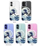 FEWGEY Clear Phone Case for iPhone 16 Compatible with Magsafe, The Great Wave Japanese Anime Kanagawa Ocean Surf Beach Art Designer Magnetic Shock Proof Heavy-Duty Protection for Men Boys Women Girls