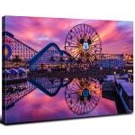 Nature Landscape Wall Art Sunset Castle Park Wall Decor for Nursery Living Room Purple Ferris Wheel Skyline Canvas Painting Prints Anime Parks Panoramic Poster Artwork Bedroom Home Decorations 16x24”