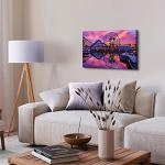 Nature Landscape Wall Art Sunset Castle Park Wall Decor for Nursery Living Room Purple Ferris Wheel Skyline Canvas Painting Prints Anime Parks Panoramic Poster Artwork Bedroom Home Decorations 16x24”