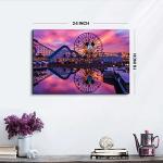 Nature Landscape Wall Art Sunset Castle Park Wall Decor for Nursery Living Room Purple Ferris Wheel Skyline Canvas Painting Prints Anime Parks Panoramic Poster Artwork Bedroom Home Decorations 16x24”