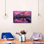 Nature Landscape Wall Art Sunset Castle Park Wall Decor for Nursery Living Room Purple Ferris Wheel Skyline Canvas Painting Prints Anime Parks Panoramic Poster Artwork Bedroom Home Decorations 16x24”