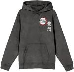 Bioworld Demon Slayer Tanjiro Character Art Men's Charcoal Mineral Wash Long Sleeve Hooded Sweatshirt - Medium