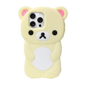 IAIYOXI Soft Silicone Bear Case for iPhone 15 Plus, Cute 3D Cartoon Teddy Bear Designed, Protective Lovely Fun Adorable Fashion Phone Case, Kawaii Cover for Women Girls Kids, Yellow