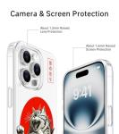 FEWGEY Clear Phone Case for iPhone 15 Pro Max Compatible with Magsafe, Funny Godzilla Cat Japanese Anime Catzilla Wave Design Shock Proof Heavy-Duty Protection for Men Women Boys Girls