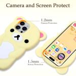 IAIYOXI Soft Silicone Bear Case for iPhone 15 Plus, Cute 3D Cartoon Teddy Bear Designed, Protective Lovely Fun Adorable Fashion Phone Case, Kawaii Cover for Women Girls Kids, Yellow