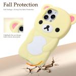 IAIYOXI Soft Silicone Bear Case for iPhone 15 Plus, Cute 3D Cartoon Teddy Bear Designed, Protective Lovely Fun Adorable Fashion Phone Case, Kawaii Cover for Women Girls Kids, Yellow