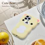 IAIYOXI Soft Silicone Bear Case for iPhone 15 Plus, Cute 3D Cartoon Teddy Bear Designed, Protective Lovely Fun Adorable Fashion Phone Case, Kawaii Cover for Women Girls Kids, Yellow