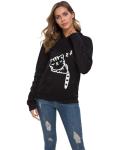 RGOSME Hoodies for Teen Girls, Cat Hoodie for Women Girl Sleeping Cat Printed Pullover Sweatshirt Tops (Black,M)
