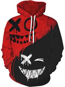 SANKILL Graphic Hoodies for Men Funny Novelty Pullover Sweatshirt Xmas Gifts Black red Anime Hoodie Cool Designs Rapper