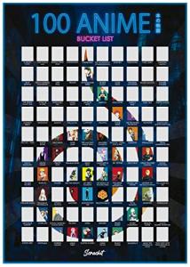 scrachit Top 100 Anime Scratch Off Poster - 23x17 - Challenge Bucket List