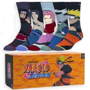 Odd Sox – Naruto Anime 5-Pack Crew Sock Gift Box Set – Unisex Large Sized – Officially Licensed – Features Naruto, Sasuke, Kakashi & More – Bold & Comfy Holiday Gift Set for Fans & Cosplayers