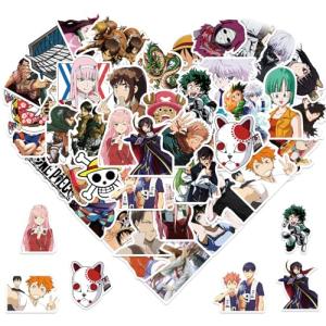 100PCS Japanese Anime Mixed Funny Cartoon Waterproof Sticker for Water Bottles Cartoon Characters Stickers for Kids, Toddlers, Teens, Girls, Adults (Japanese Anime)