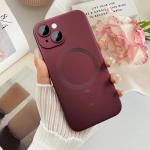 ankofave Magnetic case for iPhone 13 Phone Case for Women/Men, Matte Luxury Soft Metallic Luster Design with Camera Lens Protector, Compatible with Magsafe Case for iPhone 13 6.1"-Wine Red