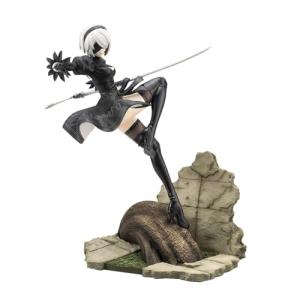 MABAIUDE 2B Figure 2B Statue - 24cm Fighting Pose 2Byorha Anime Figurine No.2 Type B Figure Model with Scene - 1/6 Scale Desktop Decoration Collectible Gifts for Fans