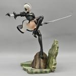 MABAIUDE 2B Figure 2B Statue - 24cm Fighting Pose 2Byorha Anime Figurine No.2 Type B Figure Model with Scene - 1/6 Scale Desktop Decoration Collectible Gifts for Fans