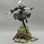 MABAIUDE 2B Figure 2B Statue - 24cm Fighting Pose 2Byorha Anime Figurine No.2 Type B Figure Model with Scene - 1/6 Scale Desktop Decoration Collectible Gifts for Fans