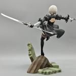 MABAIUDE 2B Figure 2B Statue - 24cm Fighting Pose 2Byorha Anime Figurine No.2 Type B Figure Model with Scene - 1/6 Scale Desktop Decoration Collectible Gifts for Fans