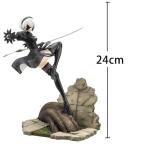 MABAIUDE 2B Figure 2B Statue - 24cm Fighting Pose 2Byorha Anime Figurine No.2 Type B Figure Model with Scene - 1/6 Scale Desktop Decoration Collectible Gifts for Fans