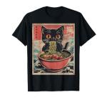 Kawaii Cat Ramen Graphic Tee for Anime Fans