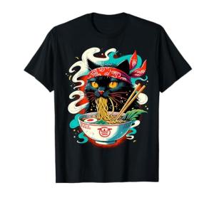 Kawaii Cat Ramen Noodle Anime T-Shirt