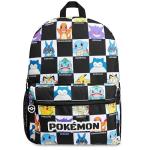 Pokemon Backpack for Kids Teens Pikachu Anime School Bag Daypack Backpacks for Daycare Sports School Supplies Gifts for Kids (Black/White)