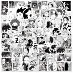 100pcs Japanese Black and White Cartoon Anime Characters Decals Movie Decorative Sticker for Kids Teens Waterproof Stickers for Water Bottle Laptop Luggage Helmet Skateboard Guitar