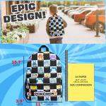 Pokemon Backpack for Kids Teens Pikachu Anime School Bag Daypack Backpacks for Daycare Sports School Supplies Gifts for Kids (Black/White)