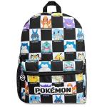 Pokemon Backpack for Kids Teens Pikachu Anime School Bag Daypack Backpacks for Daycare Sports School Supplies Gifts for Kids (Black/White)