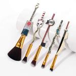 Anime Peripheral Demon Makeup Brushes - 5pcs Kimetsu Noyaiba Make Up Brushes Nezuko Tanjirou Metal Handle Makeup Tools Gift for Fans (Gold)