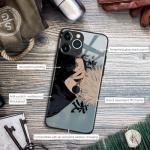 Satoru_Gojo JJK Manga-Themed Tempered Glass Silicone Case - Fashion Anime Role Artwork Design Phone Shell for iPhone 16 Pro Max