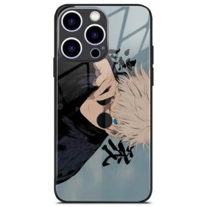 Satoru_Gojo JJK Manga-Themed Tempered Glass Silicone Case - Fashion Anime Role Artwork Design Phone Shell for iPhone 16 Pro Max