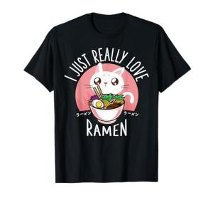 Funny Cat Ramen Anime Merch Kawaii Clothes Graphic Tees Men T-Shirt