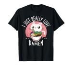 Funny Cat Ramen Anime Merch Kawaii Clothes Graphic Tees Men T-Shirt