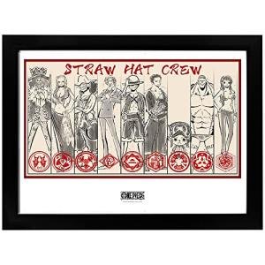ABYstyle One Piece Straw Hat Crew Framed Poster Print 12" x 16" Manga Wall Art Prints for Bedroom Office Room Decor Gift