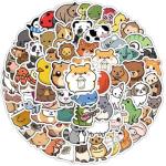 100 PCS Water Bottle Stickers for Kids, Cute Vinyl Aesthetic Waterproof Stickers for Laptop, Bumper, Skateboard, Water Bottles, Computer, Phone, Cartoon Anime Stickers (Cute Animals)
