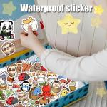 100 PCS Water Bottle Stickers for Kids, Cute Vinyl Aesthetic Waterproof Stickers for Laptop, Bumper, Skateboard, Water Bottles, Computer, Phone, Cartoon Anime Stickers (Cute Animals)