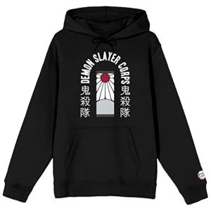Bioworld Demon Slayer Corps Tanjiro Earring Long Sleeve Black Adult Hooded Sweatshirt-Large