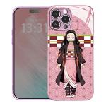 Akatxezy Nezuko Anime Character Phone Case Manga Design Tempered Glass Protective Cover for iPhone 16 Pro Max