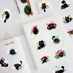 Funny Black Cat Meme Anime Stickers for Kids Teens Adults, 50PCS Cute Kitten Vinyl Waterproof Stickers Bulk for Water Bottle Laptop Scrapbook Journal Phone, Kawaii Animals Decals